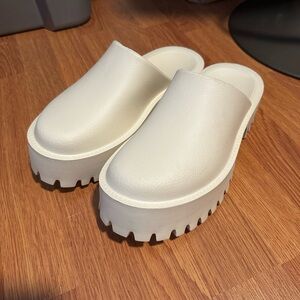 Women's White Platform Clogs